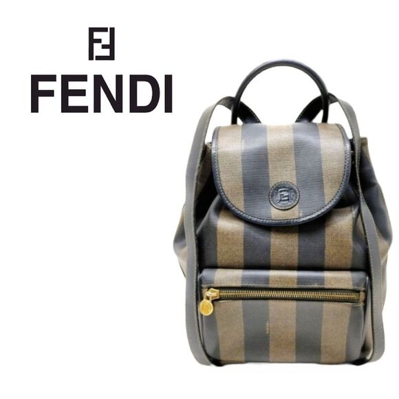 Fendi Daypack Pecan Penquin Striped‎ Backpack - Picture 1 of 8